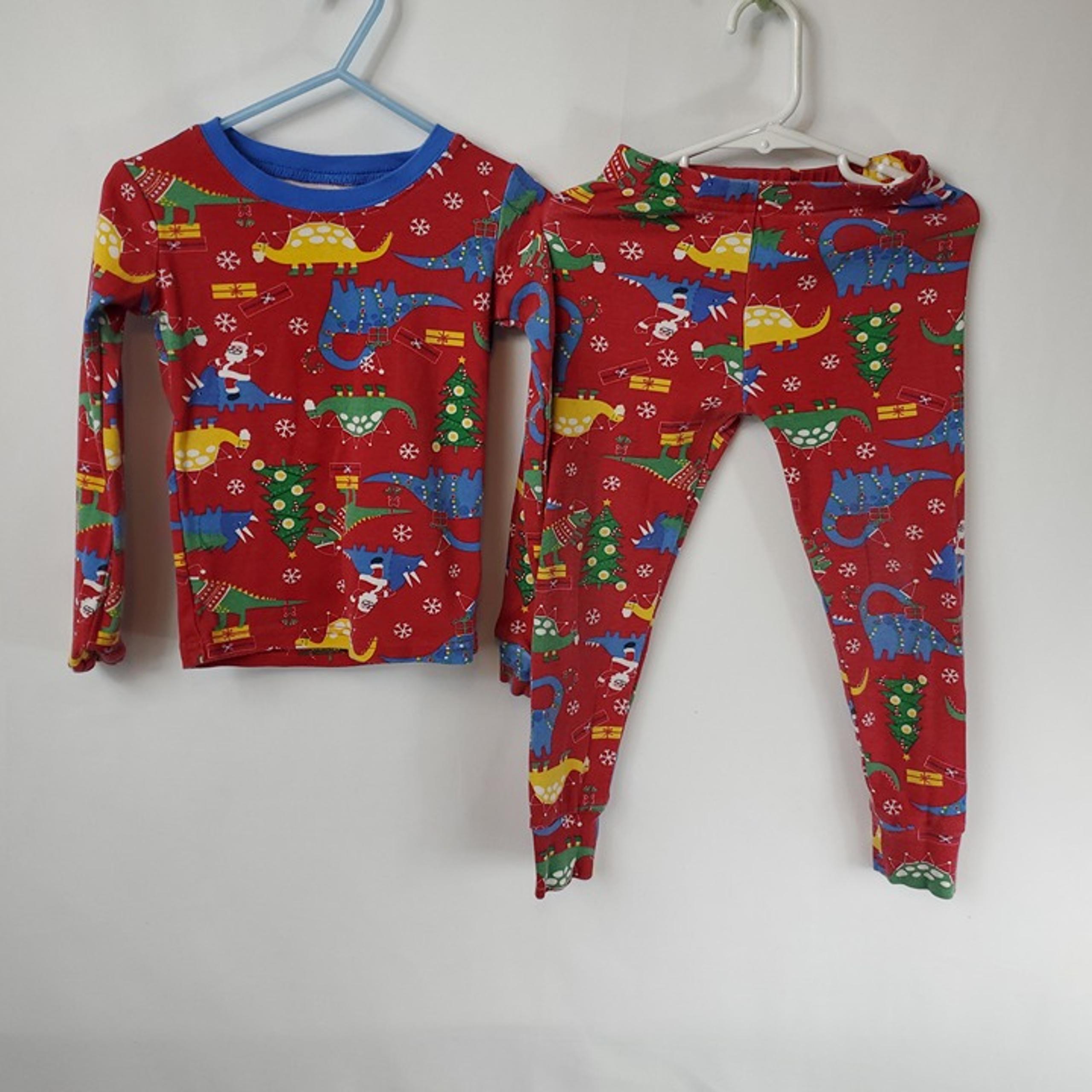 Place Red Boys Christmas Holiday Dino Pajamas Lng Slv Top & Pants Sz 5 Christmas