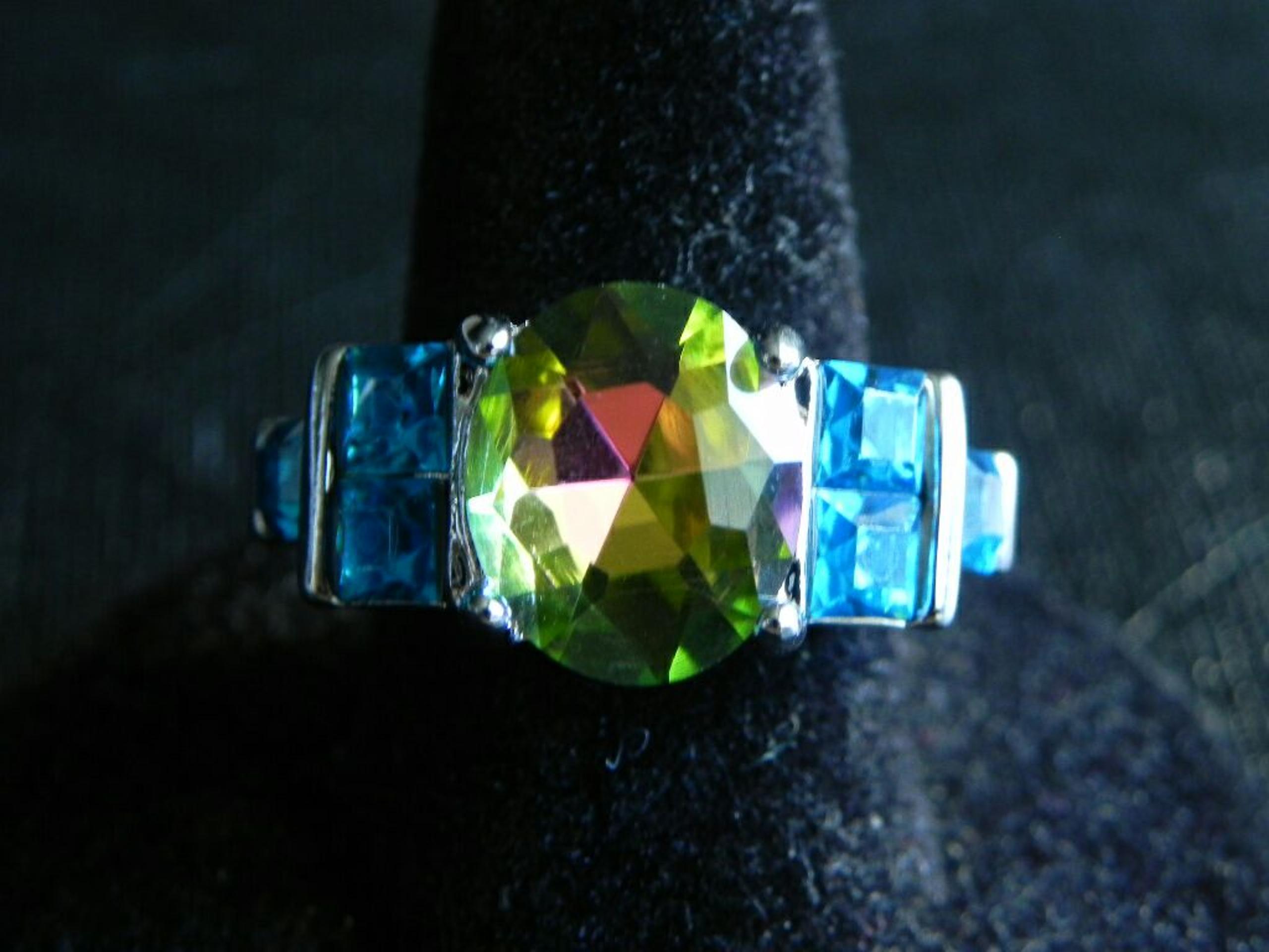 Mystic Quartz and Zircon Ring