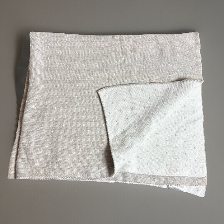 KOALA BABY Gray/White Sweater Knit Cotton Baby Blanket Gender Neutral 2015