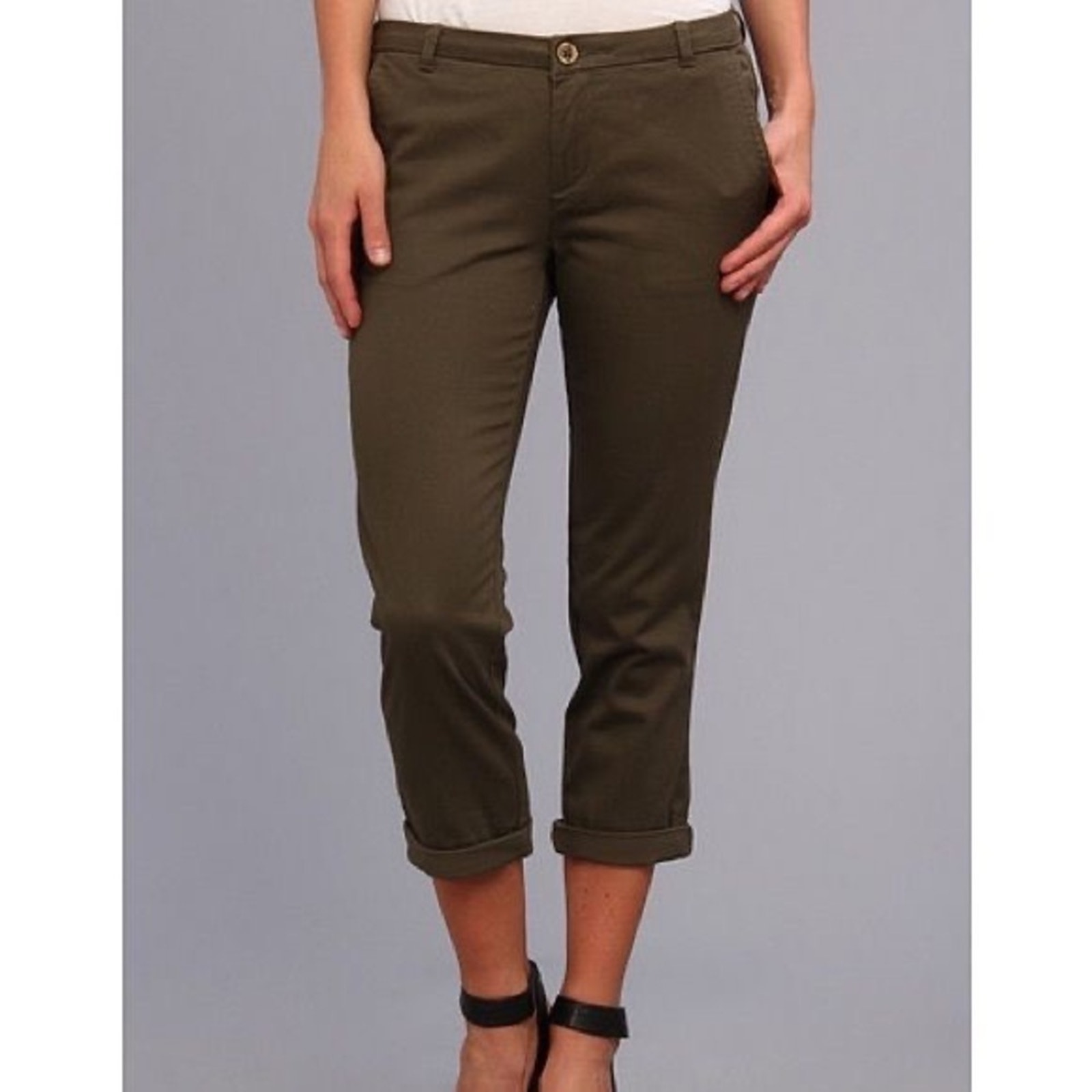 Kut from the Kloth Gwen Relaxed Trouser Cropped Pant Army Green Olive NWT Size 2