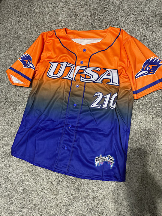 New Size 4x (XXXXL) 4XL Orange & Navy UTSA Roadrunners Stitched Baseball Jersey