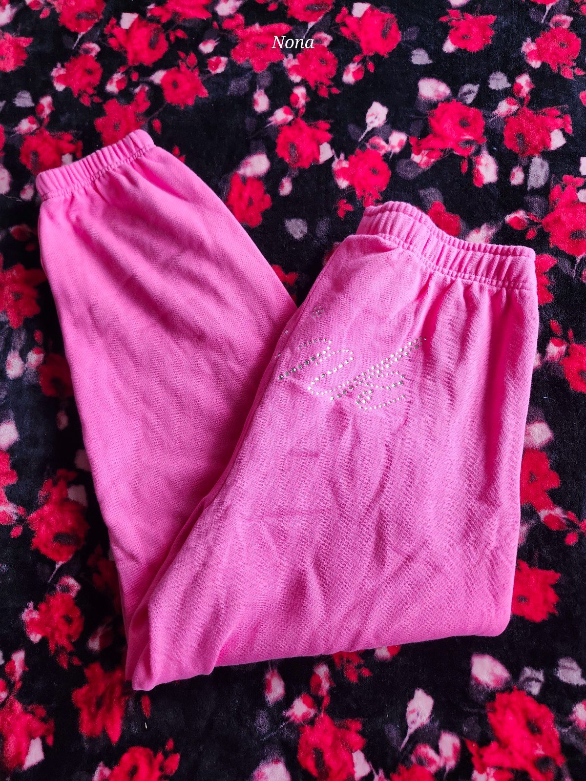 PINK VS Carmine Rose Bling Campus Sweatpant size XL NWT