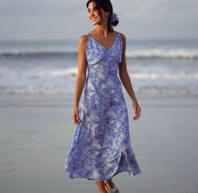 MORRATO NWT Thistle Midi Dress in Ozzy Lazuly Blue White Size Small