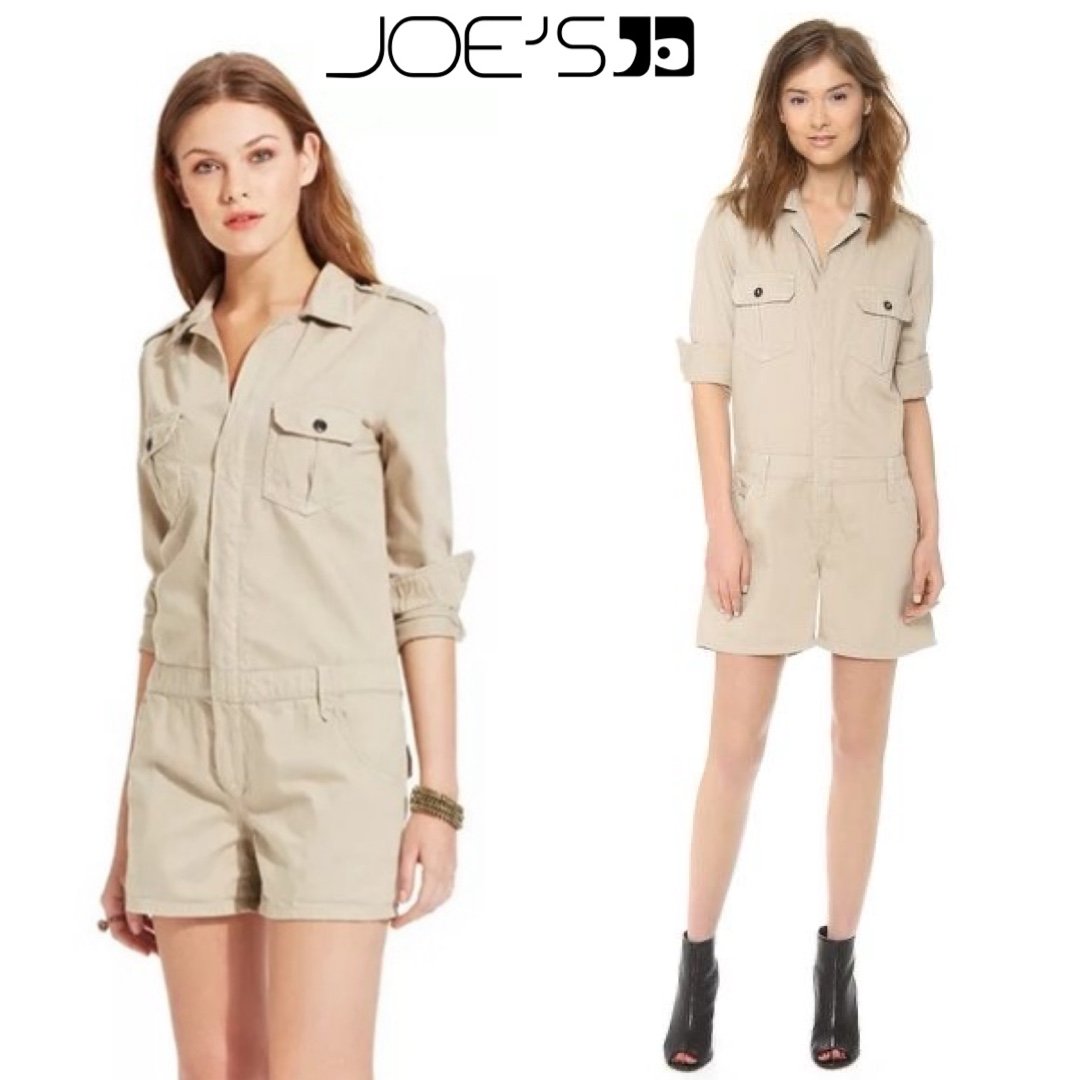 198‼️Joe’s Jeans Denim Khaki Long Sleeves Collared Romper Military Cargo Safari