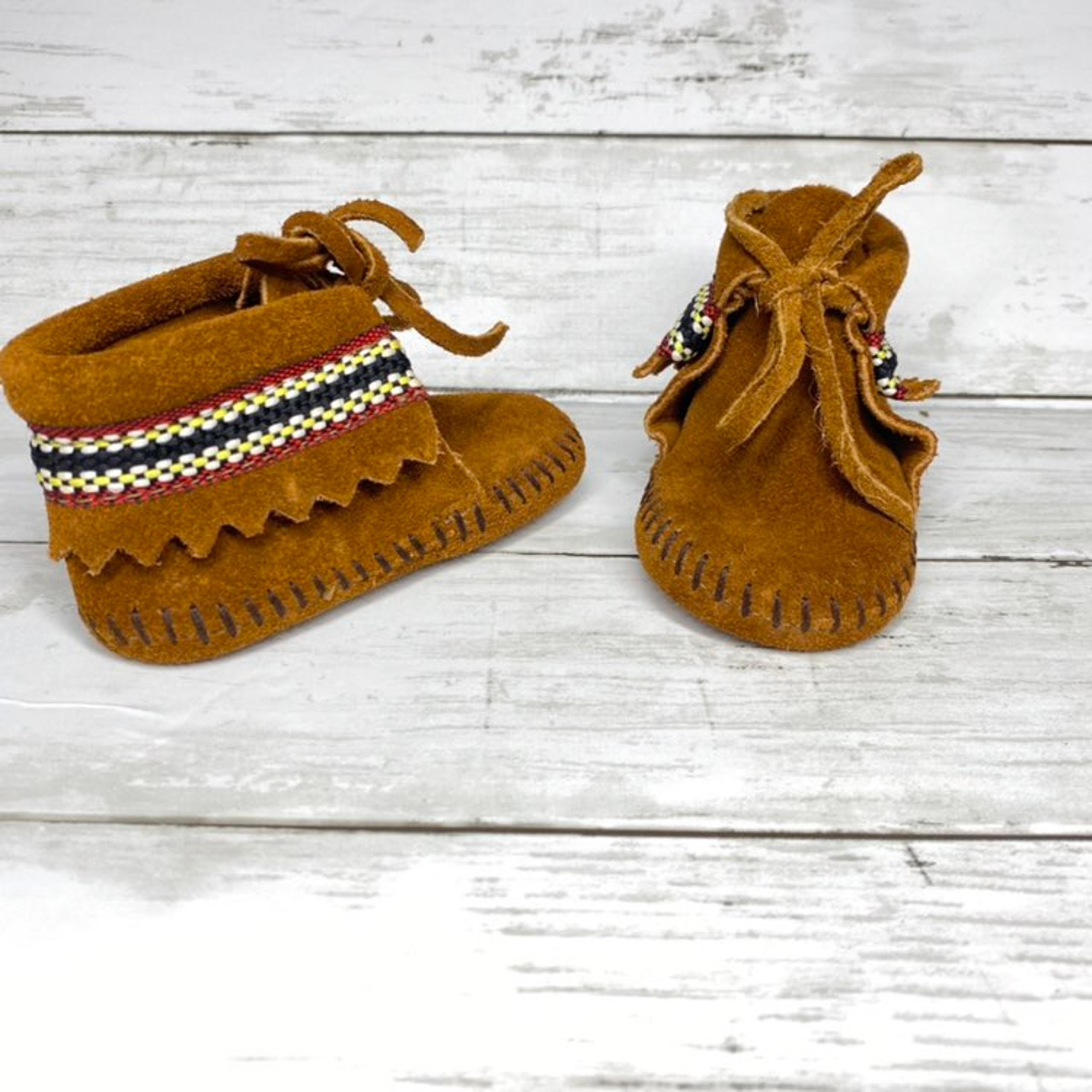 Unisex Baby Shoes Leather Minnetonka Leather Suede Stitched Moccasins Size 3
