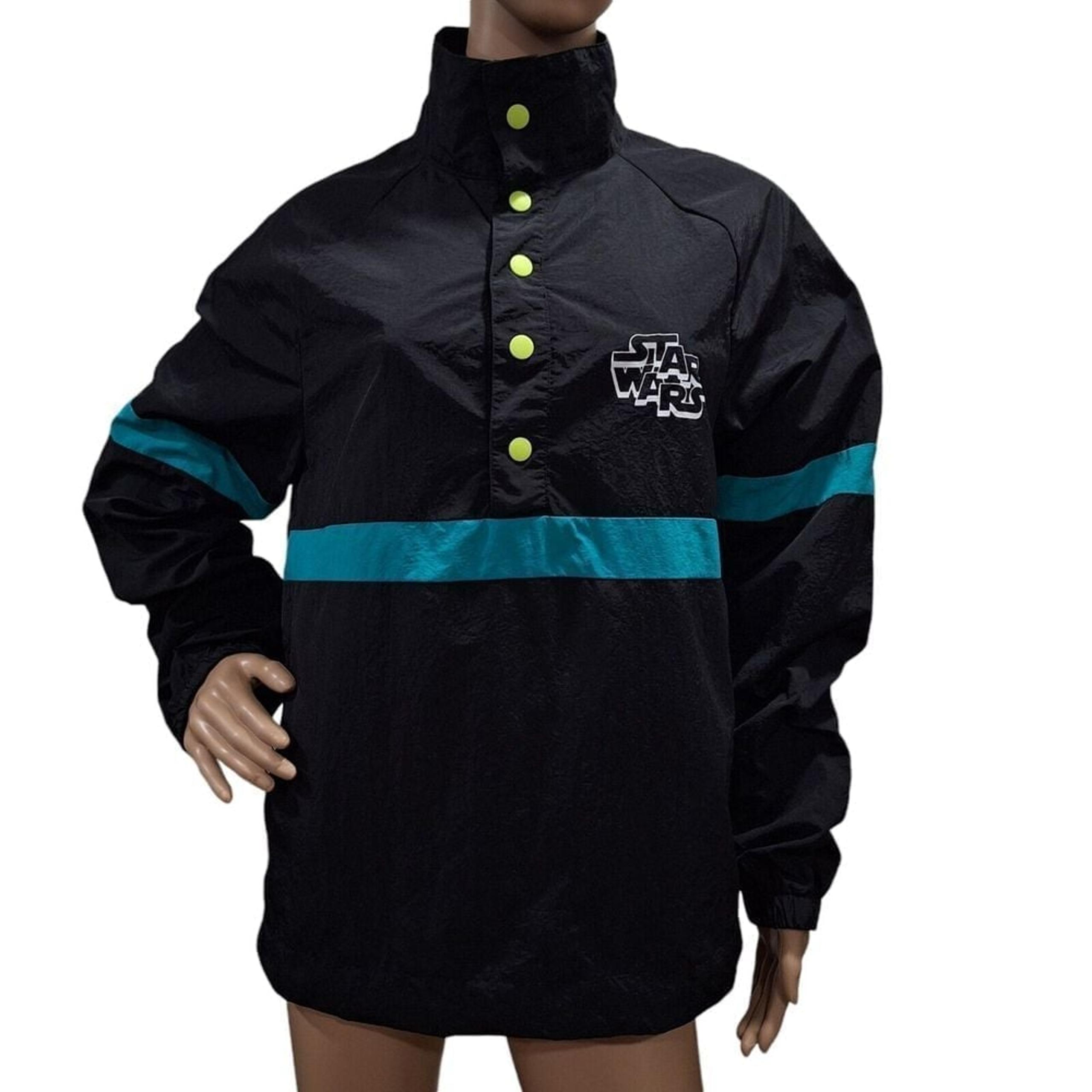 Star Wars Adult Rebel Leader Windbreaker Jacket Black/ Teal Size M