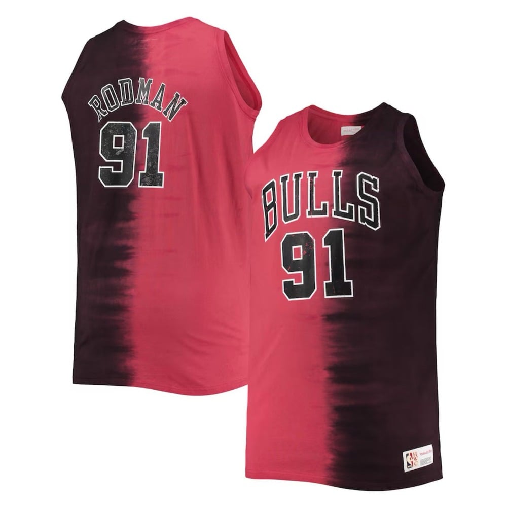 Men's L Chicago Bulls Dennis Rodman Mitchell & Ness Black/Red Hardwood Classics
