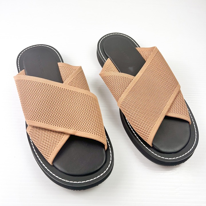 Everlane The ReKnit City Flatform Sandal Size 11 Tan Black