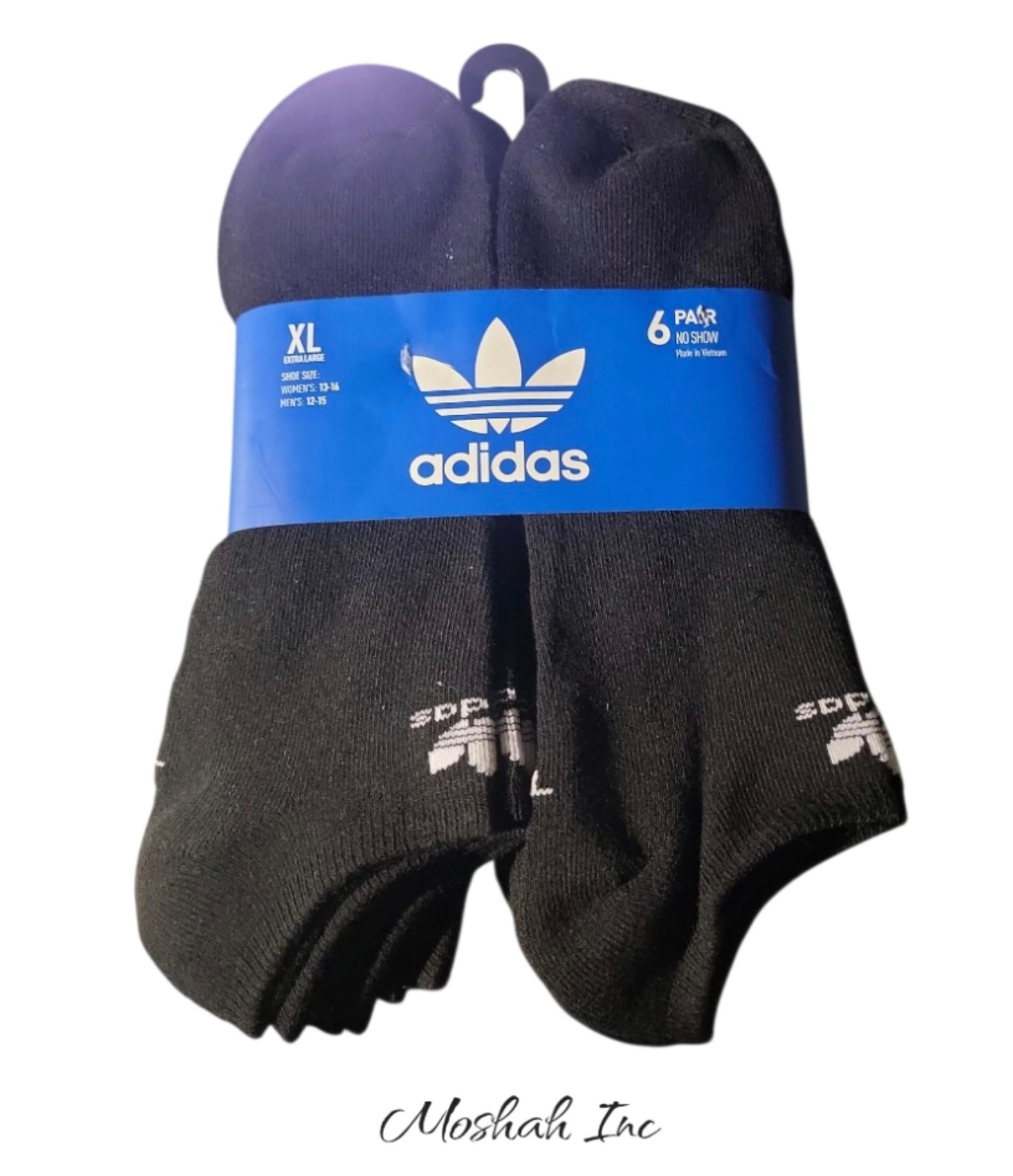 ADIDAS Mens Socks Low Cut Moisture Wicking 6 Pair Shoe Size 6-12 Black Everyday