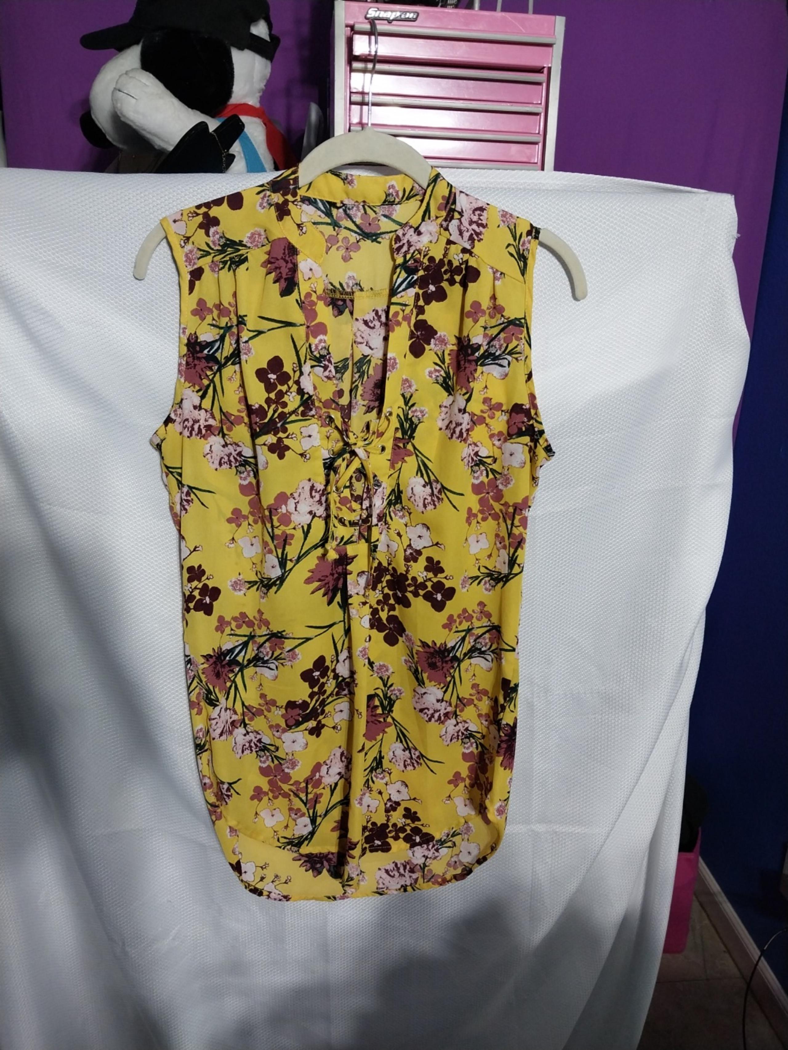 Modcloth Women's Mustard Yellow Floral Blouse
