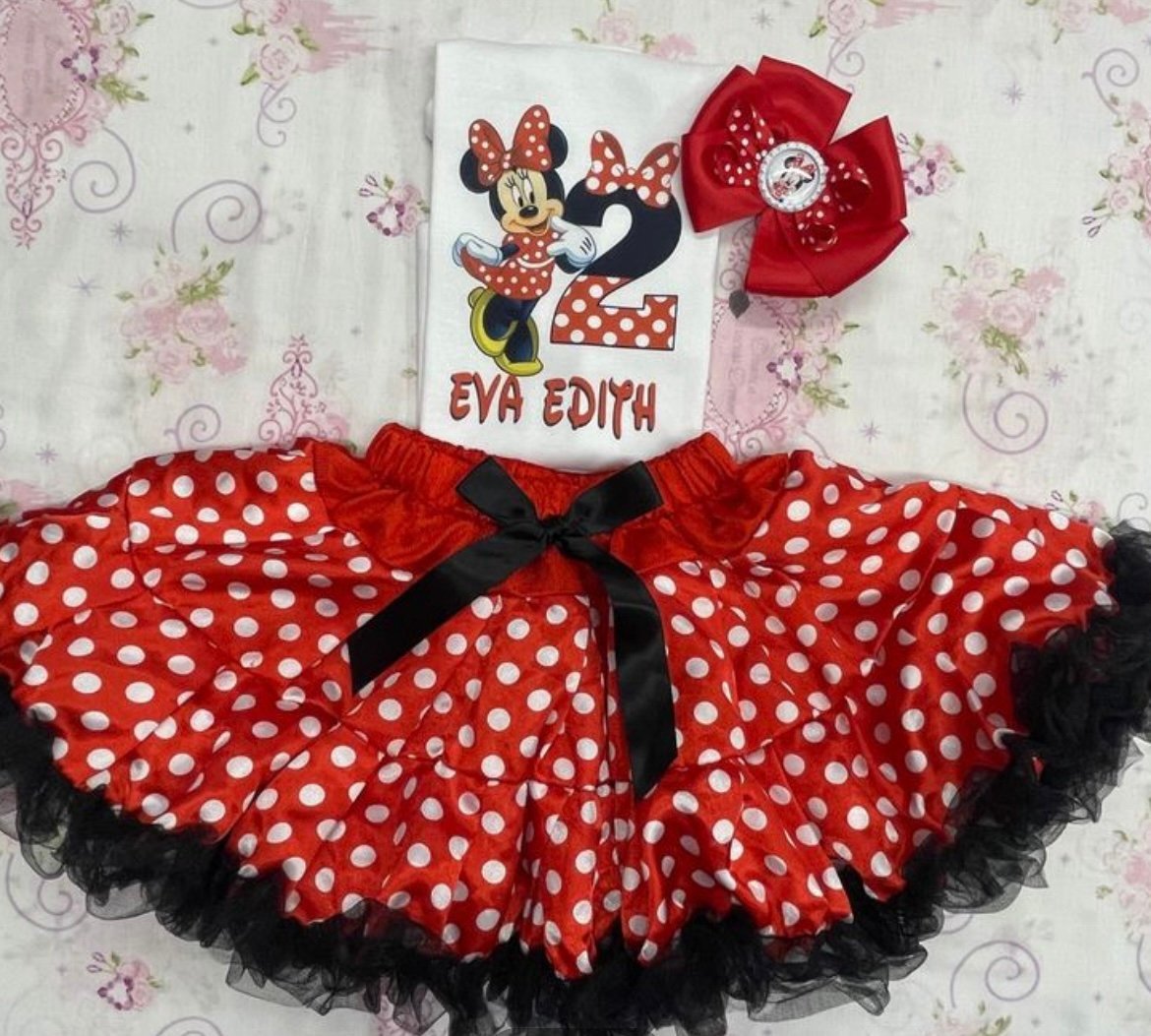Minnie mouse birthday outfit personalized with name and number