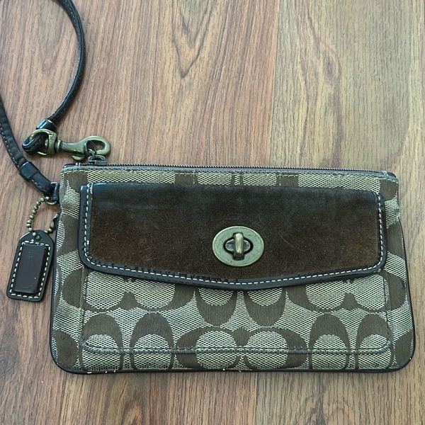 Coach large Classic wristlet pouch handbag brown