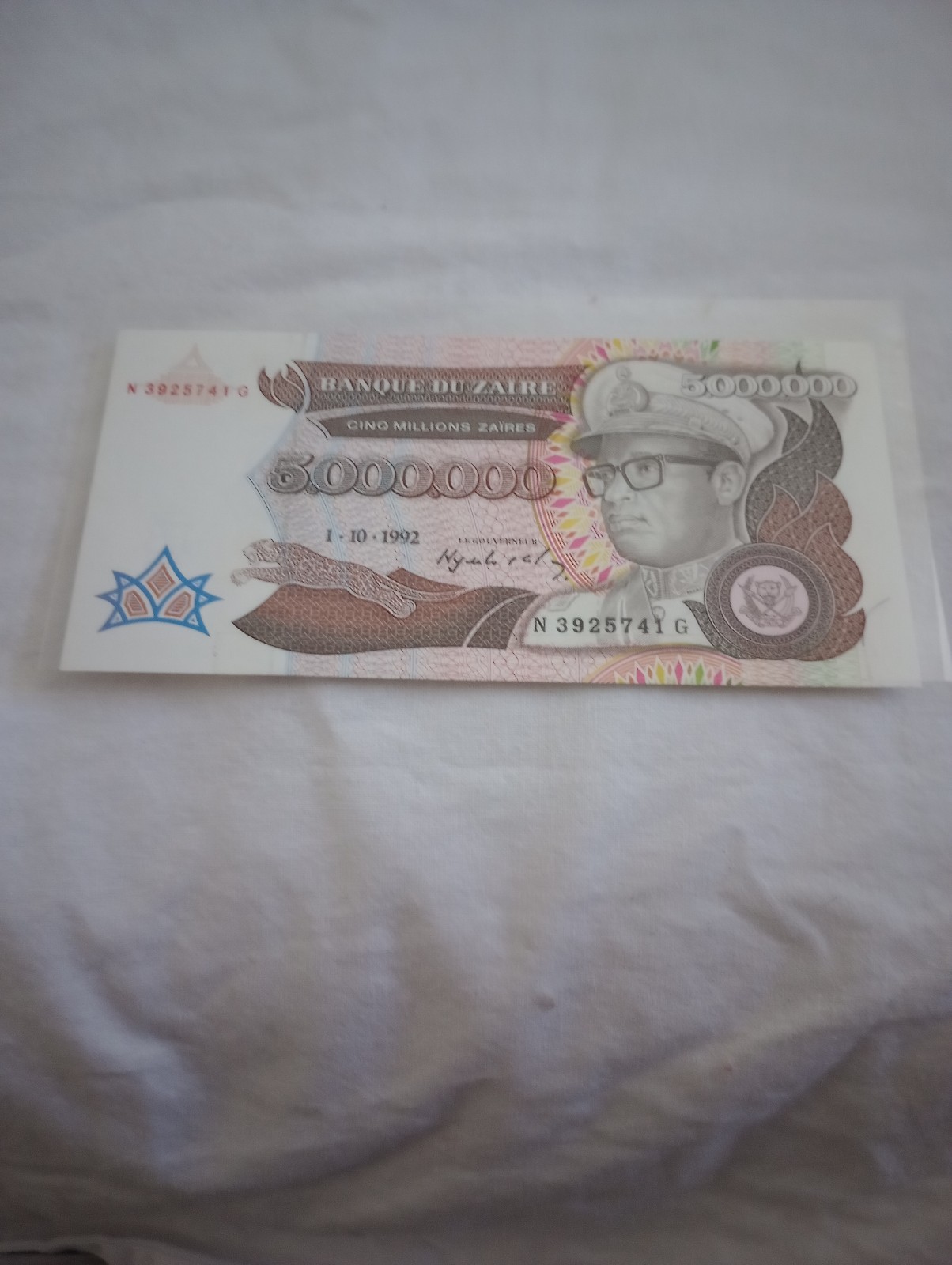 Zaire 5 million zaires 1992 P-46 note