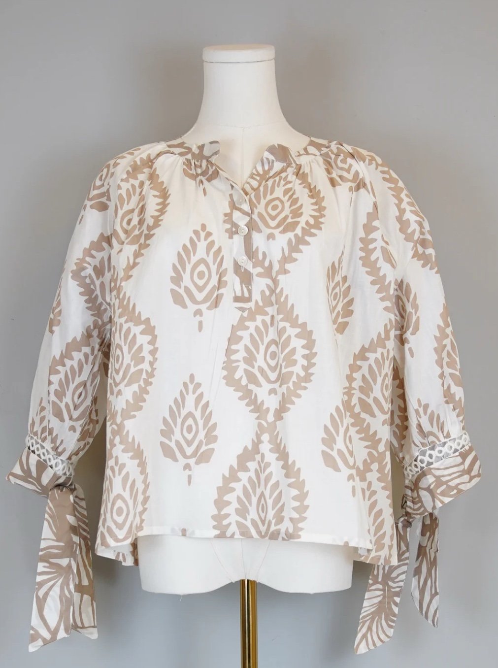 Chic Beige Patterned Blouse by La Plage
