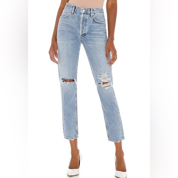 AGOLDE Classic Jamie High Rose Straight Leg Jean in Blue Size 25