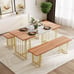 63 3 Piece Dining Table Set for 4-6 Kitchen Breakfast Dinette with 2 Benchs