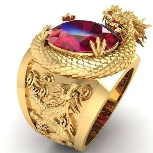 bastard dragon inlaid ring jewelry sz 9