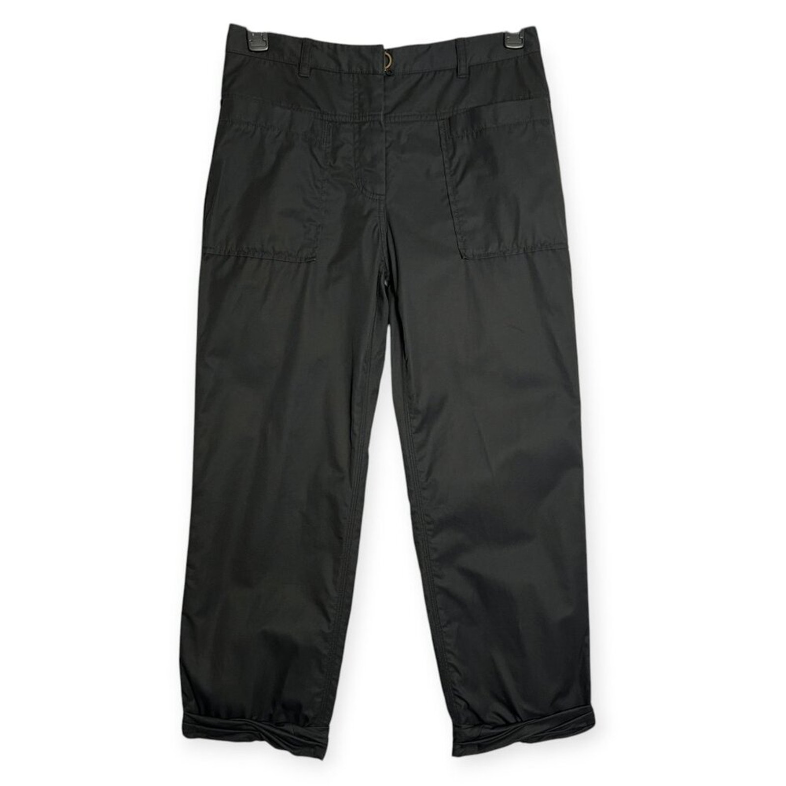 3.1 Phillip Lim Cuffed Cotton Trousers SIZE 6 Black Tapered Leg Pants