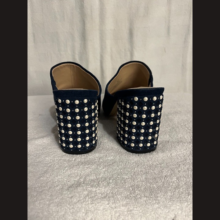 Karl Lagerfeld Serin Embellished Suede Mules in black size 9