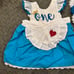 Alice In Wonderland First Birthday one dress sz 6-12 months & matching headband
