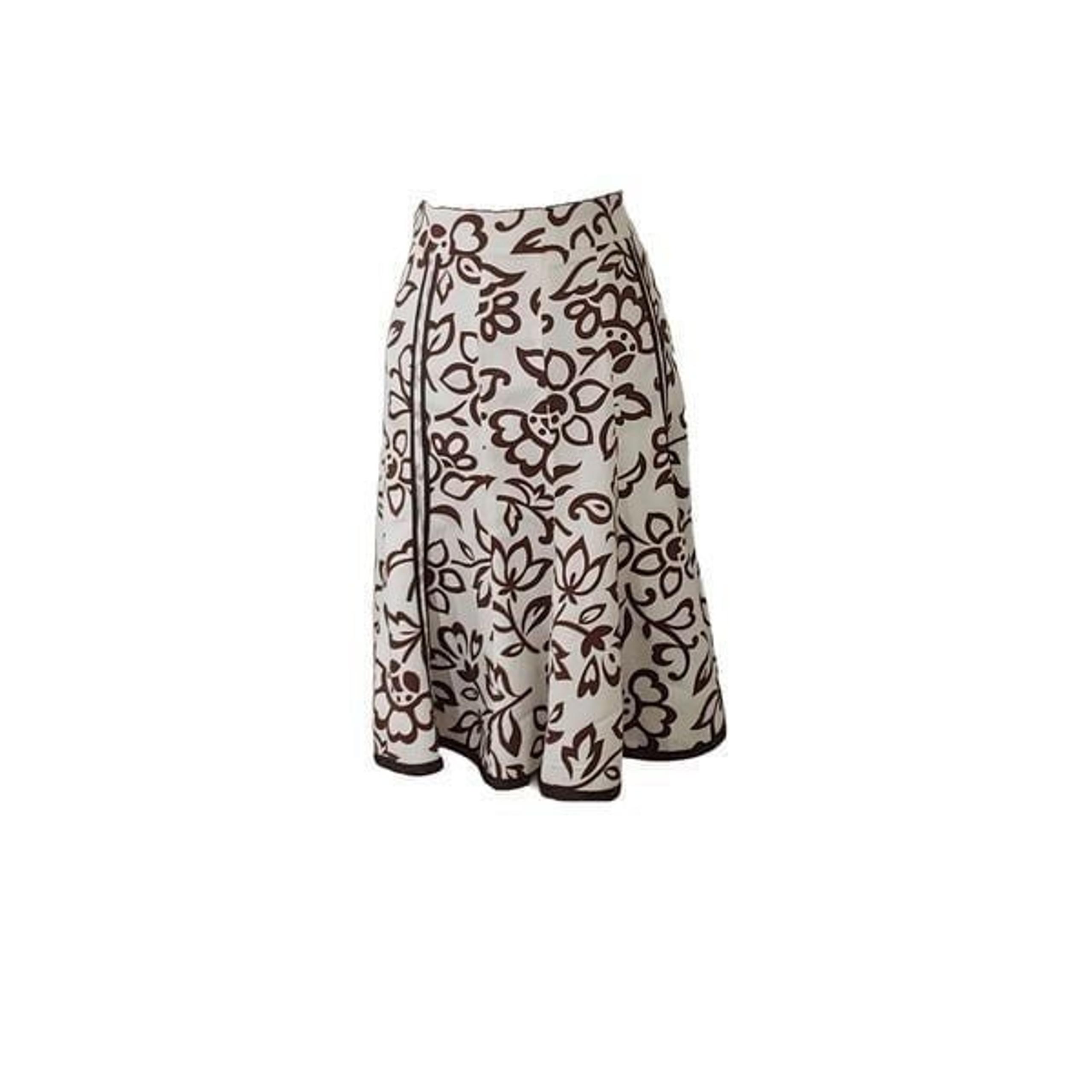 Willi Smith Womens A-Line Skirt Midi Floral Swing Flare Side Zip Brown Size 14