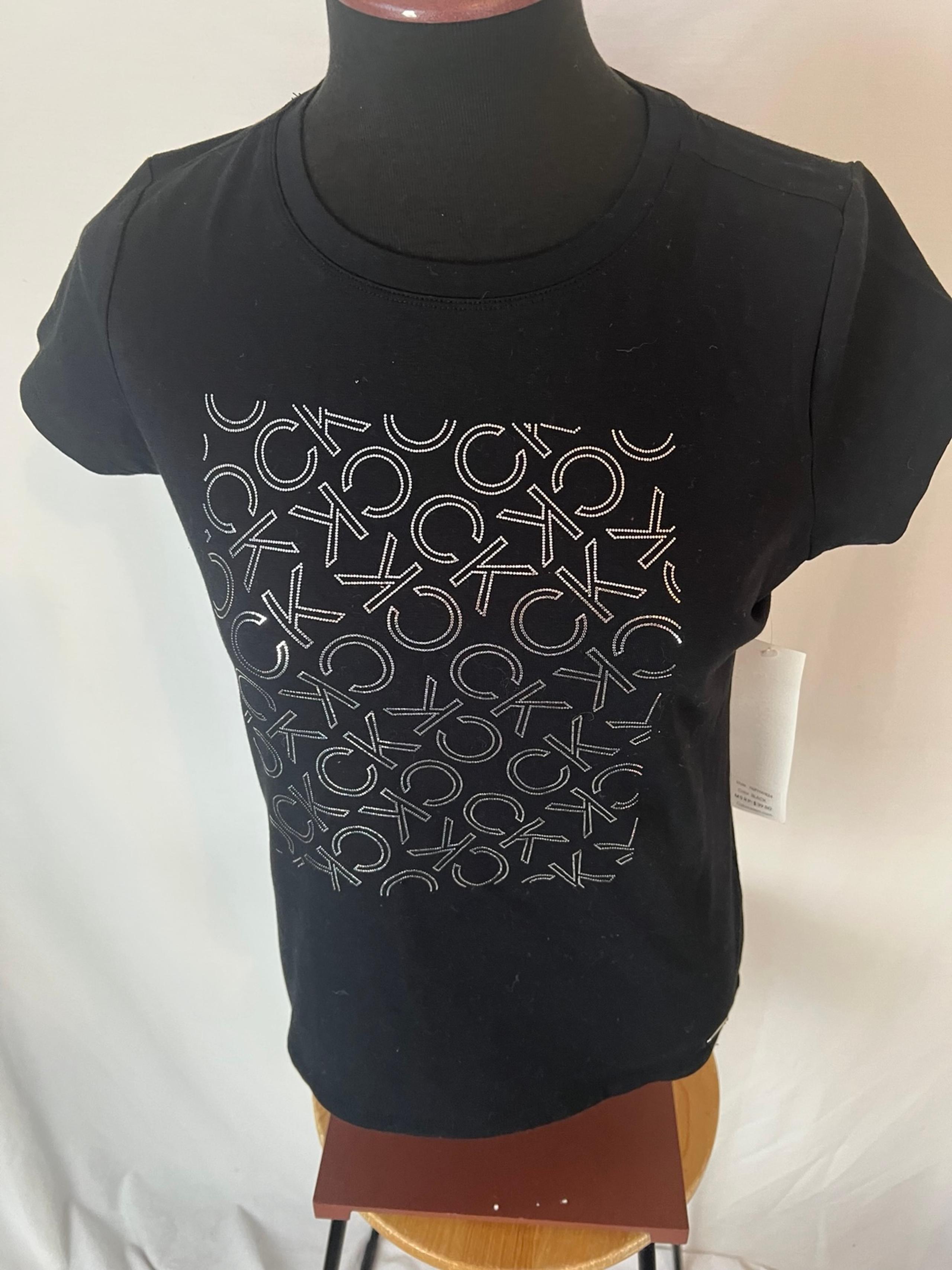 Calvin Klein Black Tee shirt with CK logo NWT Sz PM