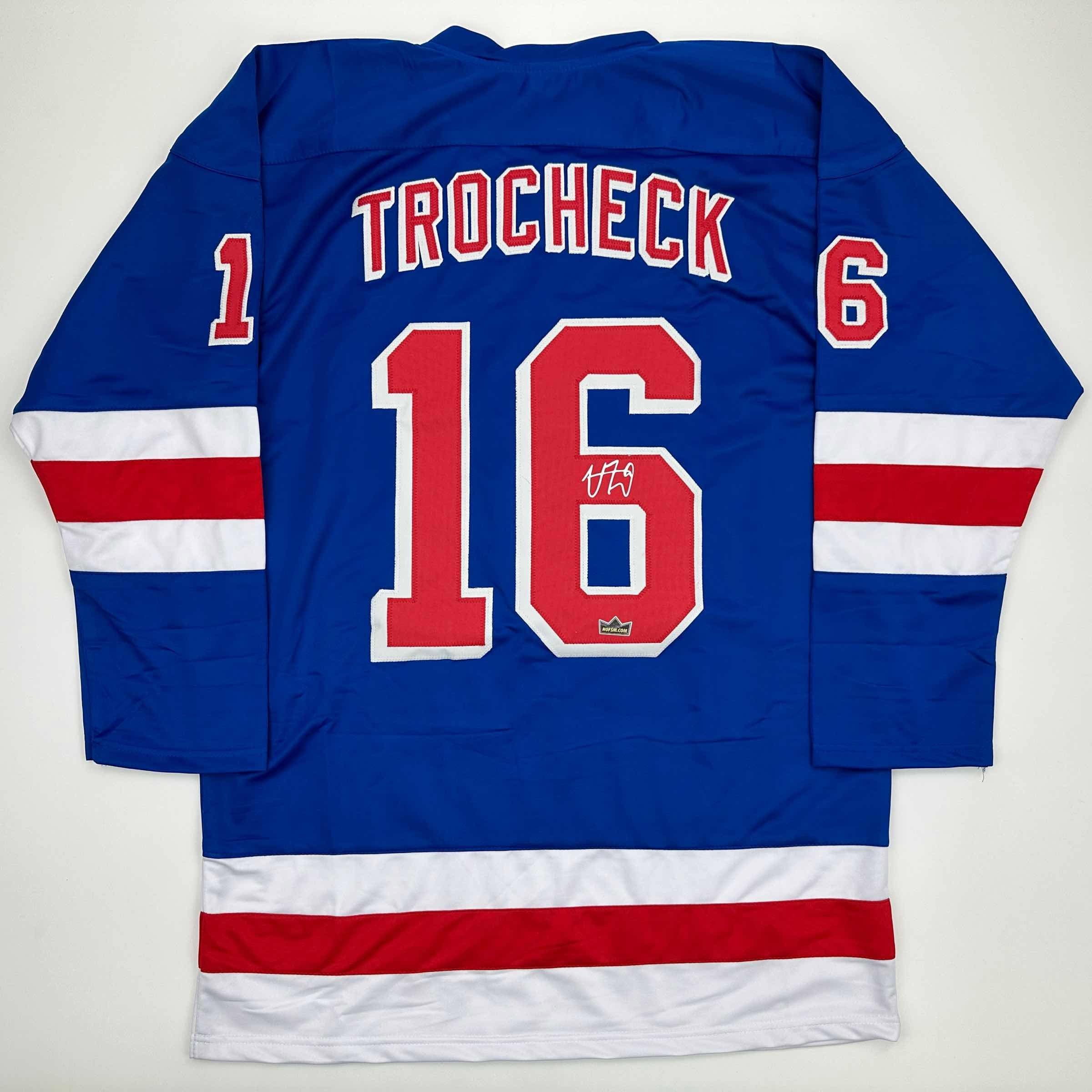 Facsimile Autographed Vincent Trocheck New York Blue Auto Jersey Size Men's XL