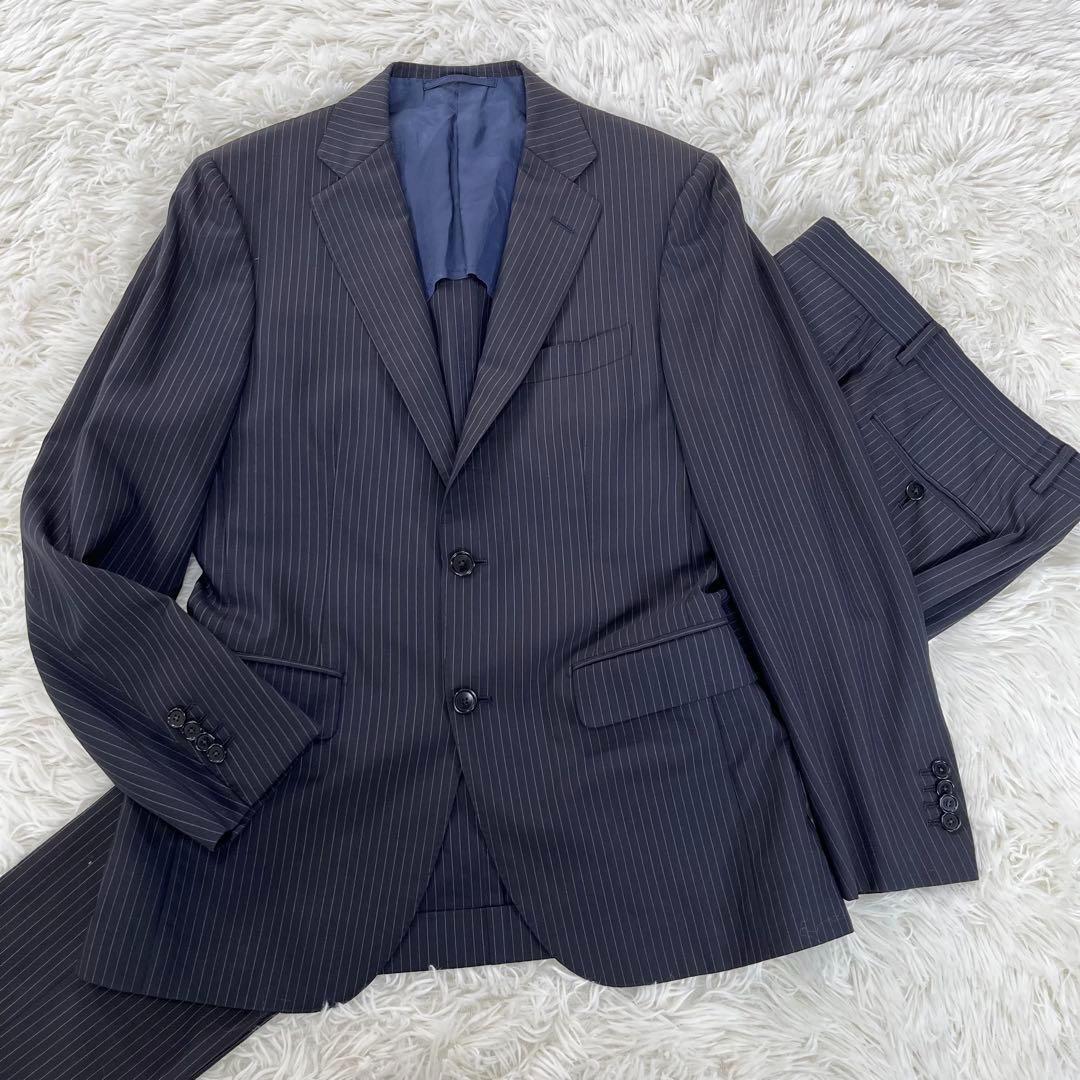 BEAMS F Beams F Suit Set Black Pinstripe Size 93 M