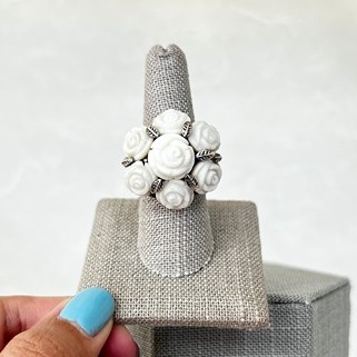 Sterling Silver Carved Jasper Rose Ring SR-4308