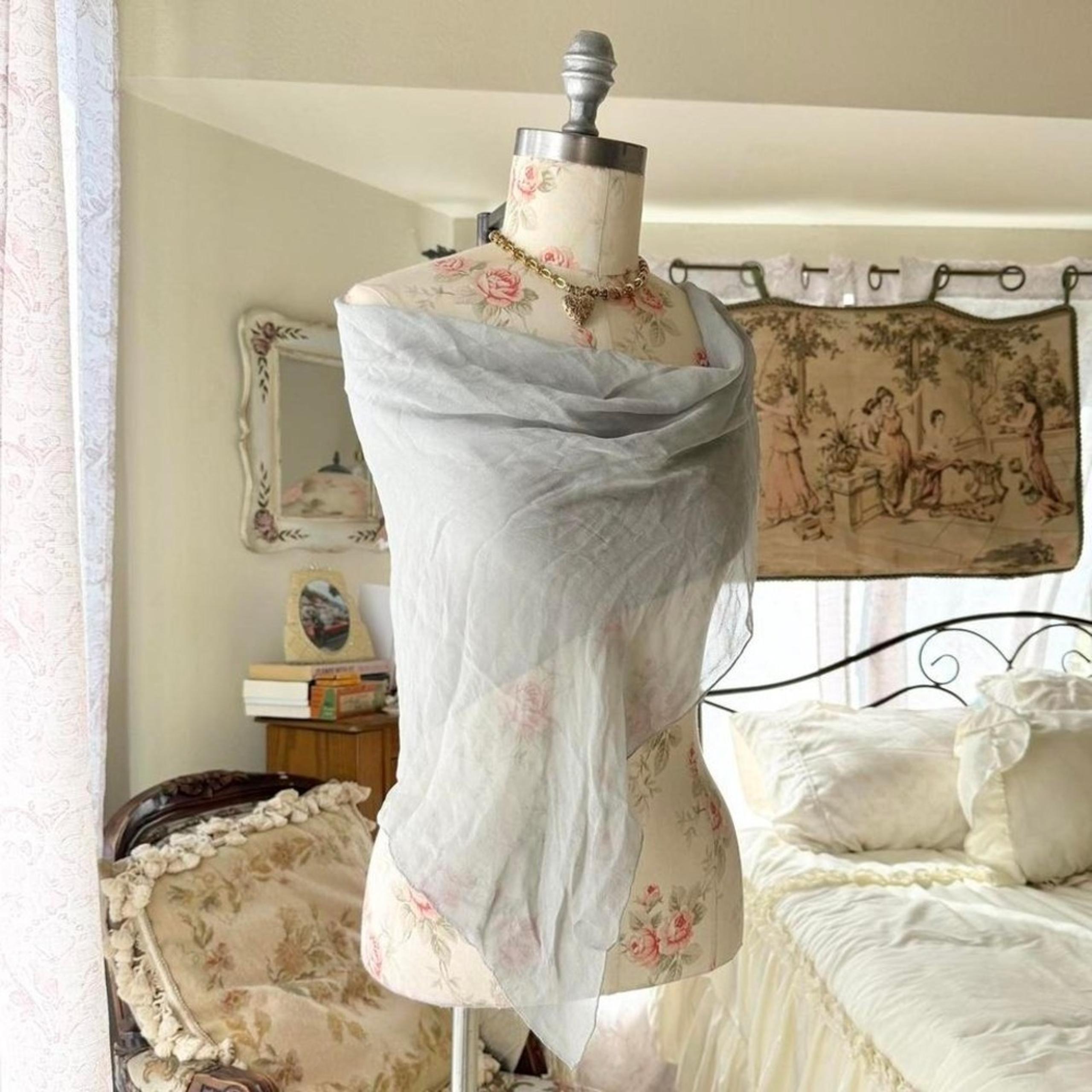 Gray 100% silk scarf