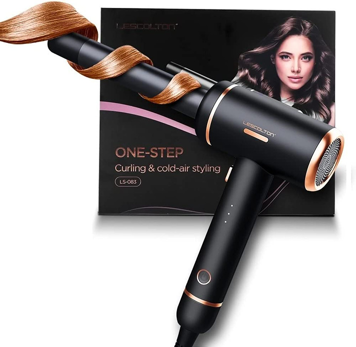 LESCOLTON Ceramic Curling Iron with Cooling Air Long Last 1 Barrel Hair Curler