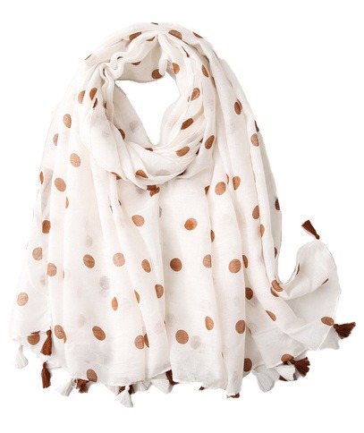 Wholesale Customized Nice Design Lady Orange Brown Small Dots Print Fashion Shaw