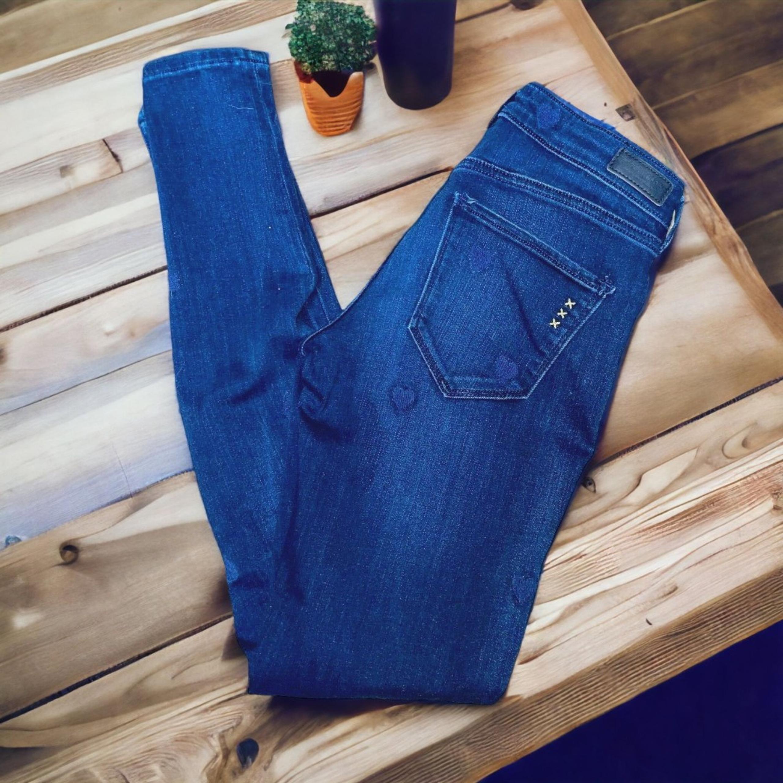 Scotch & Soda 26/32 Hello Goldie La Parisienne Skinny Jeans Dark Wash Hearts