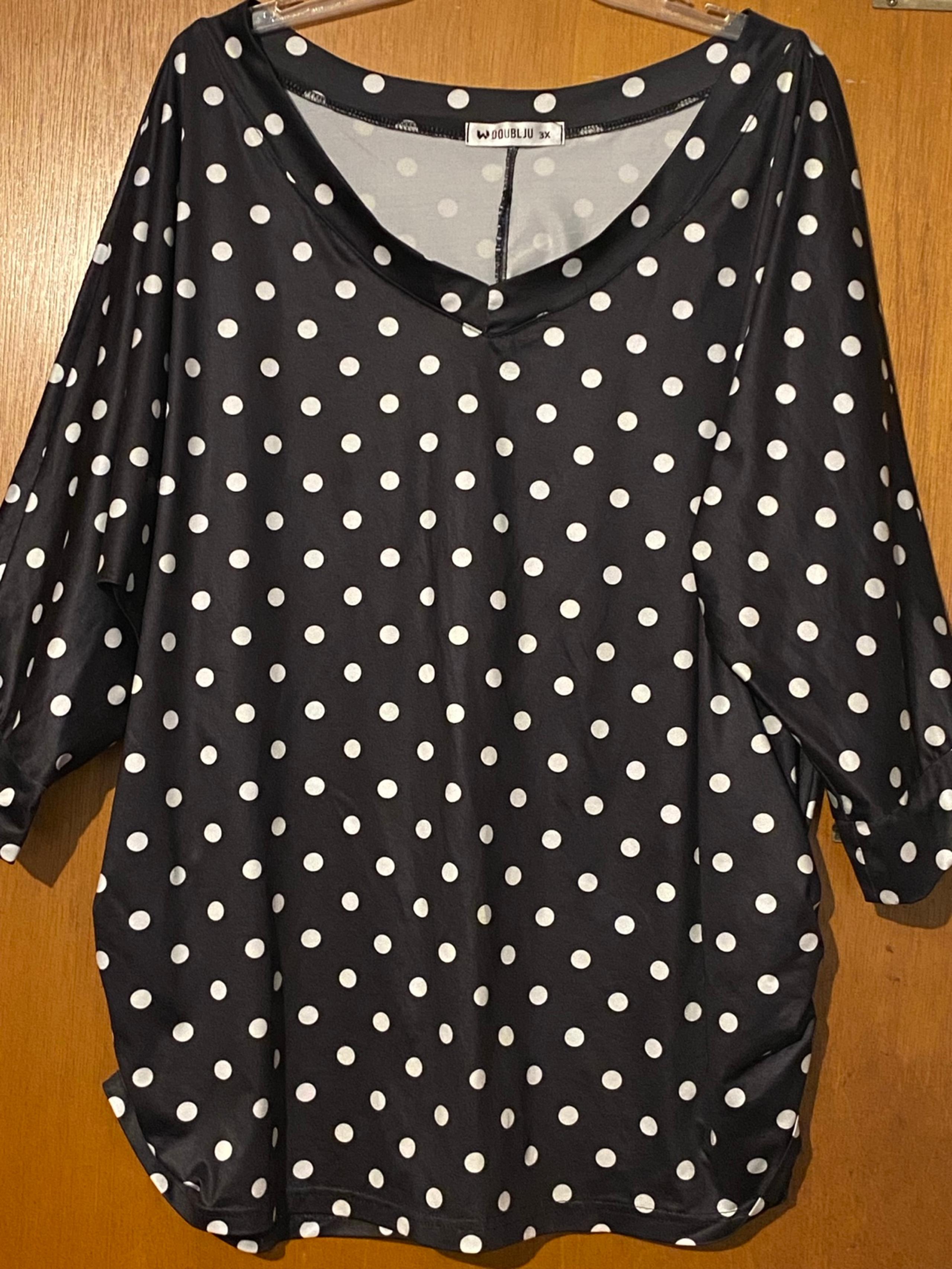 Doubleju 3/4 Polka Dot sleeve shirt size 3X