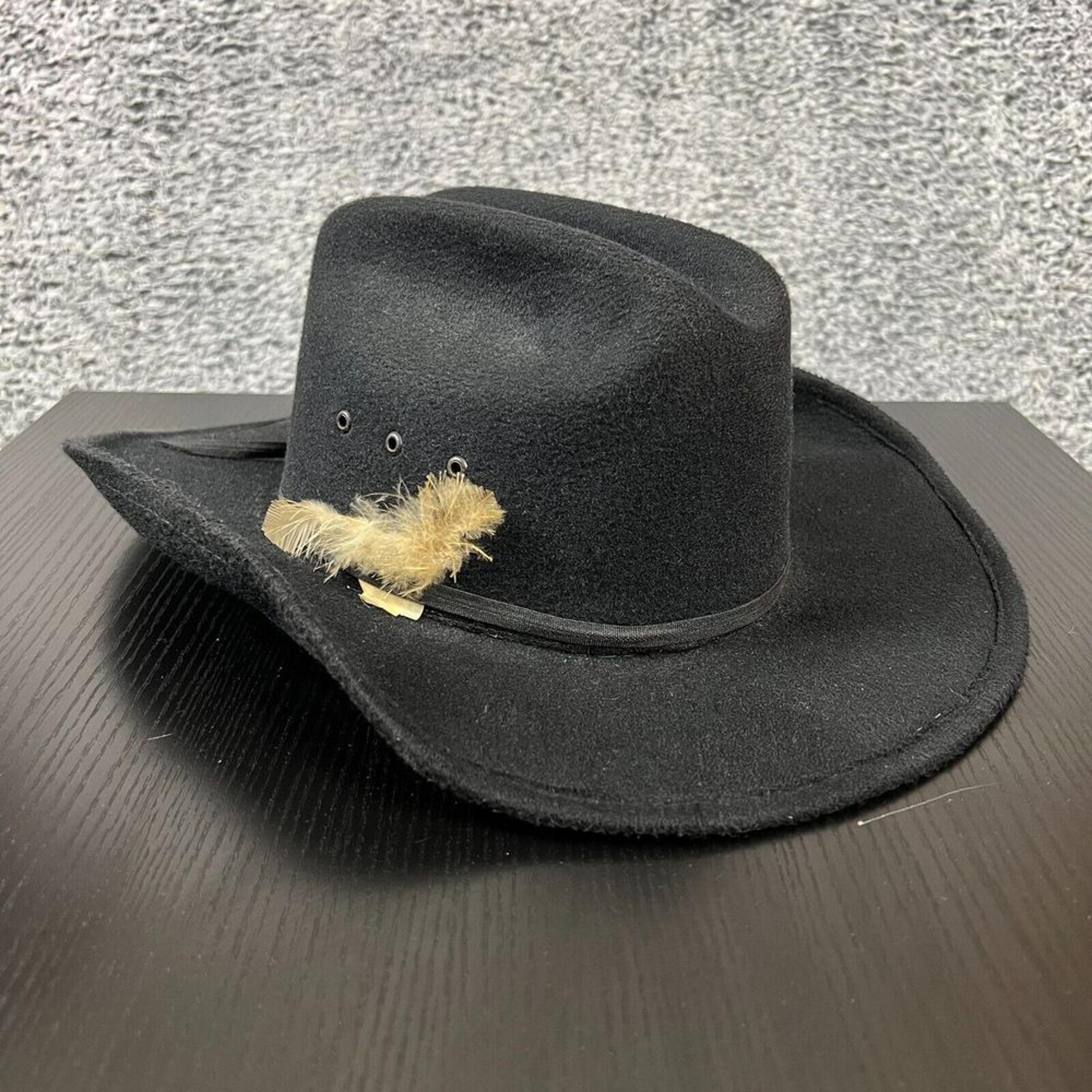 Vintage Rockmount Ranch Wear Hat 6 7/8 Black 100% Wool Weatherized Perma-Shape
