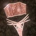 For Love & Lemons Strappy Heart Thong & VS Pink Glitter Strapless Bustier -L/XL