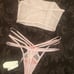 For Love & Lemons Strappy Heart Thong & VS Pink Glitter Strapless Bustier -L/XL