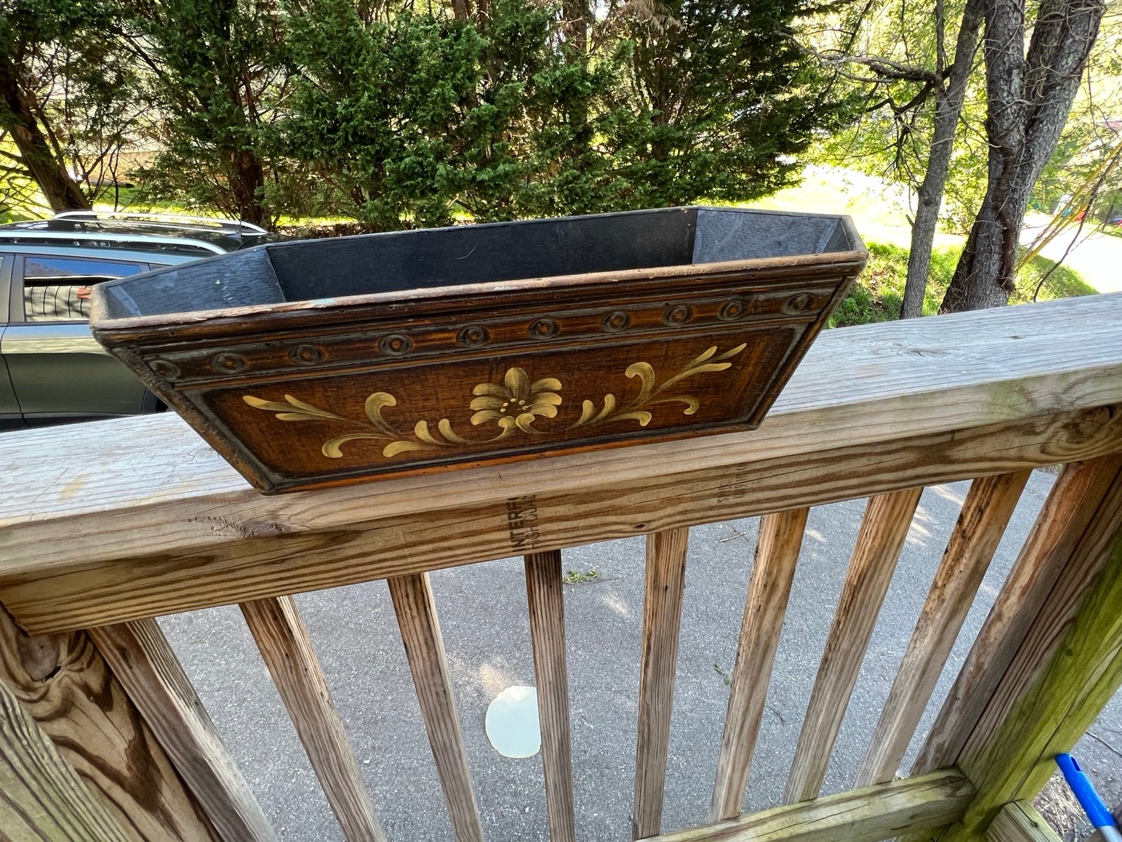Vintage Hand Painted Planter, Wooden Box