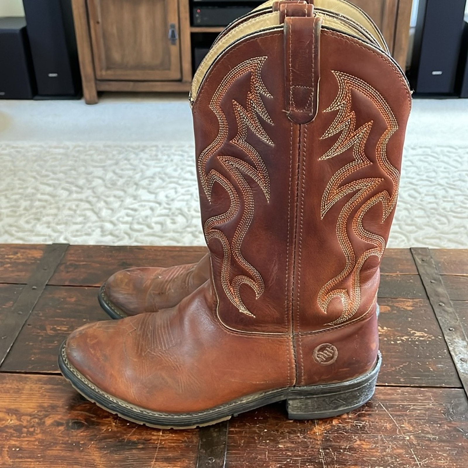 Men's Double H 1519 Brown Western Work Boots Size 11.5