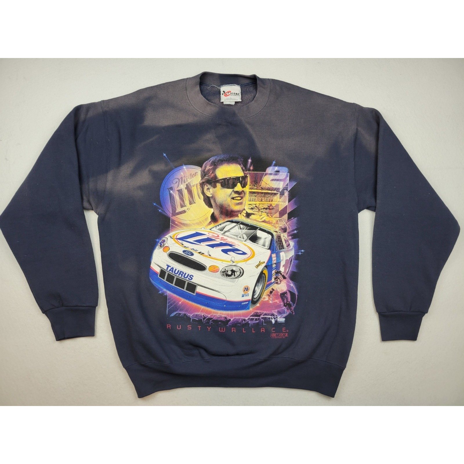 Chase Authentics Rusty Wallace Green Bay Packers Back Hit Sweatshirt L **READ**