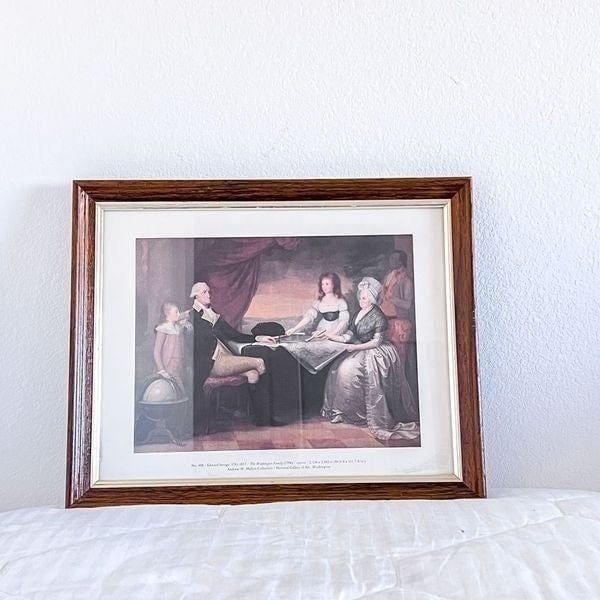 The Washington Family by Edward Savage Vintage MCM Art Print Framed 16 x 13