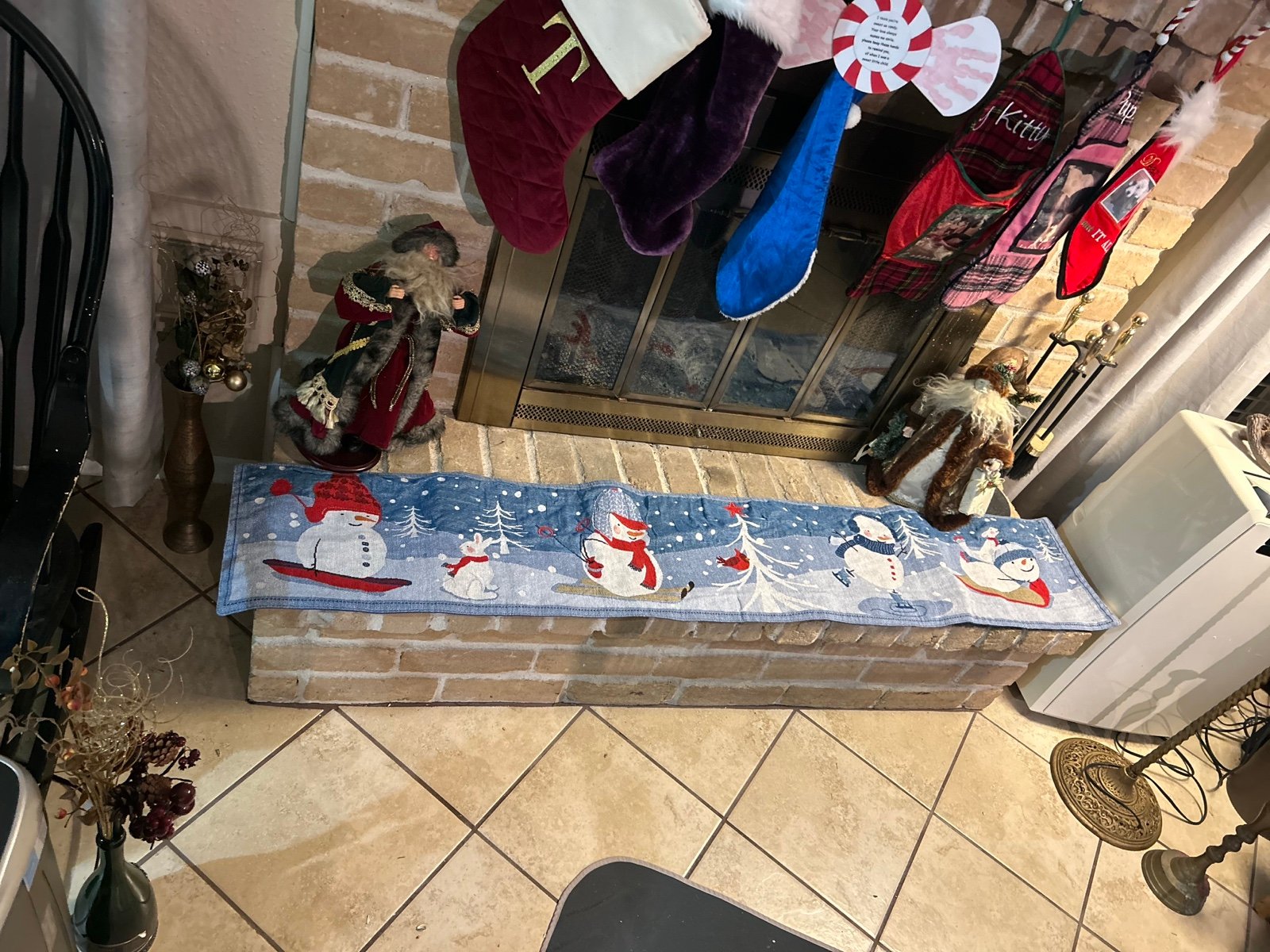 St.Nicholas Square Blue and white Snowman Christmas Runner