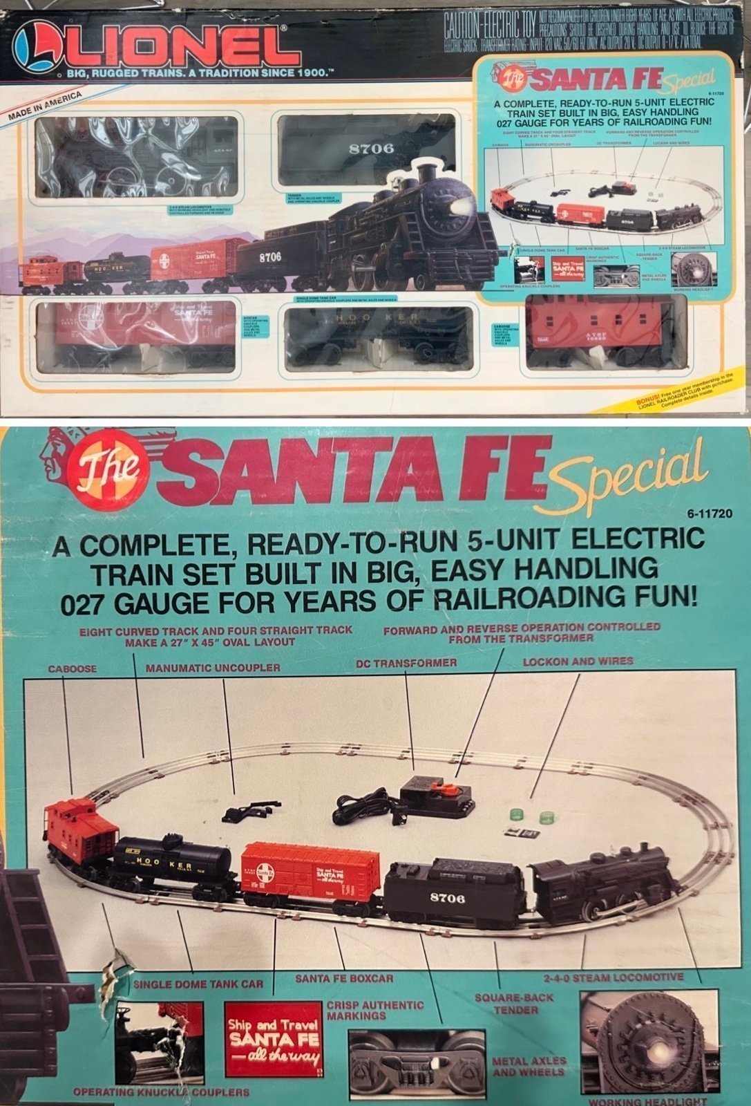 Vintage LIONEL The Santa Fe Special Complete 5-Unit Electric 027 Gauge Train Set