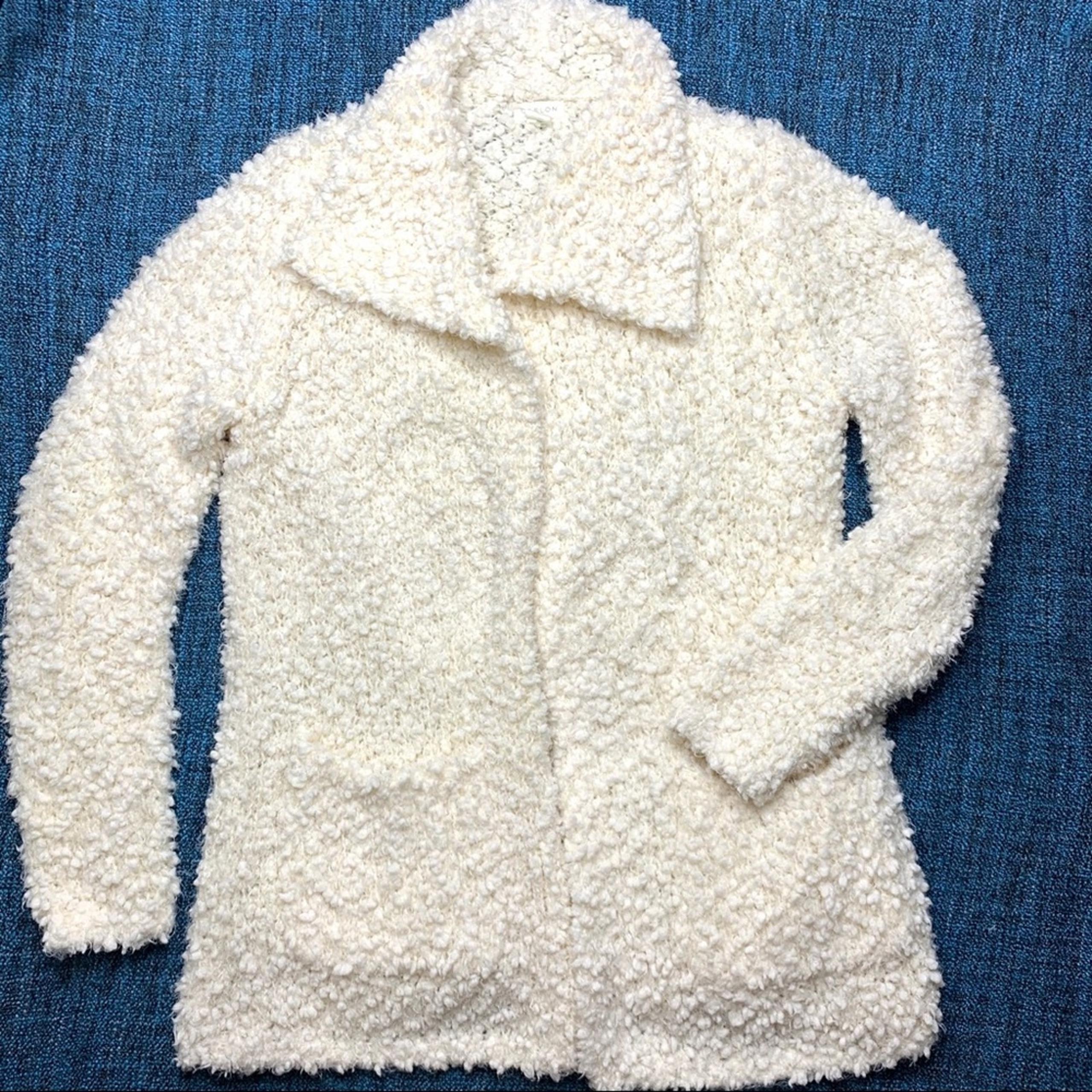 Caslon Teddy Open Front Cardigan Sweater in Cream Soft Cozy Women's XS Lounge