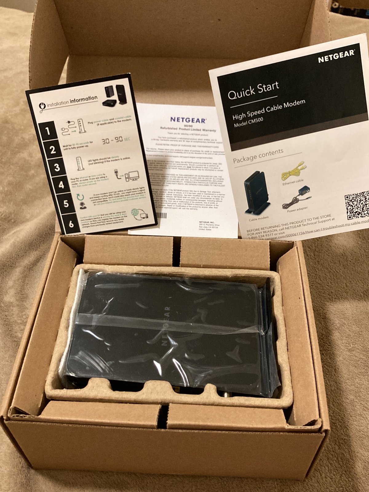 Netgear high speed cable modem model cm500