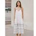 Mara Hoffman 100% Organic Linen Pink Striped Midi Dress Size 8 Sleeveless