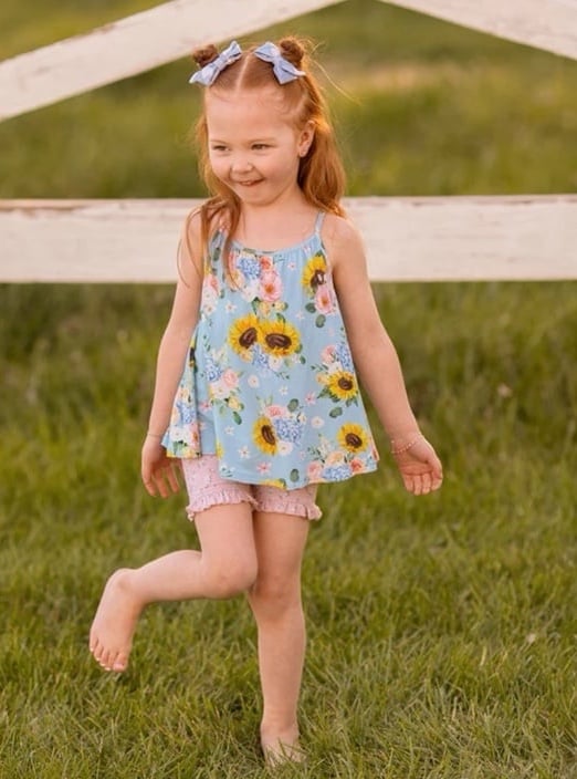 POSH peanut Theresa Marie 5T / 6T NWT sold out 2 piece tank peplum top sunflower