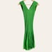 Fusun Solid Green Pleated Ribbed Knit V-Neck Cocktail Dress Size XS