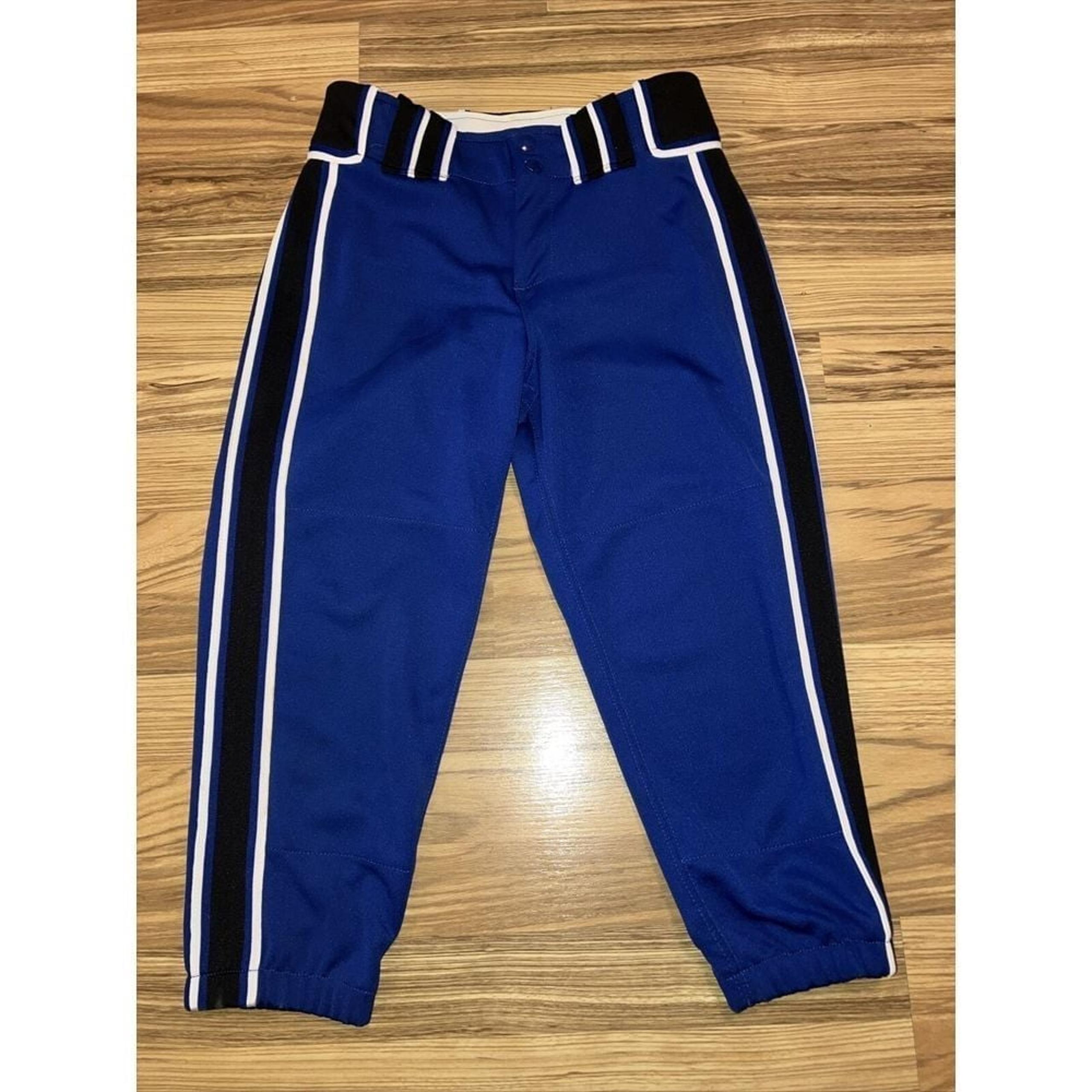 Women's Size 28 Royal Blue Black & White Stripe Cropped Softball Pants - Boombah