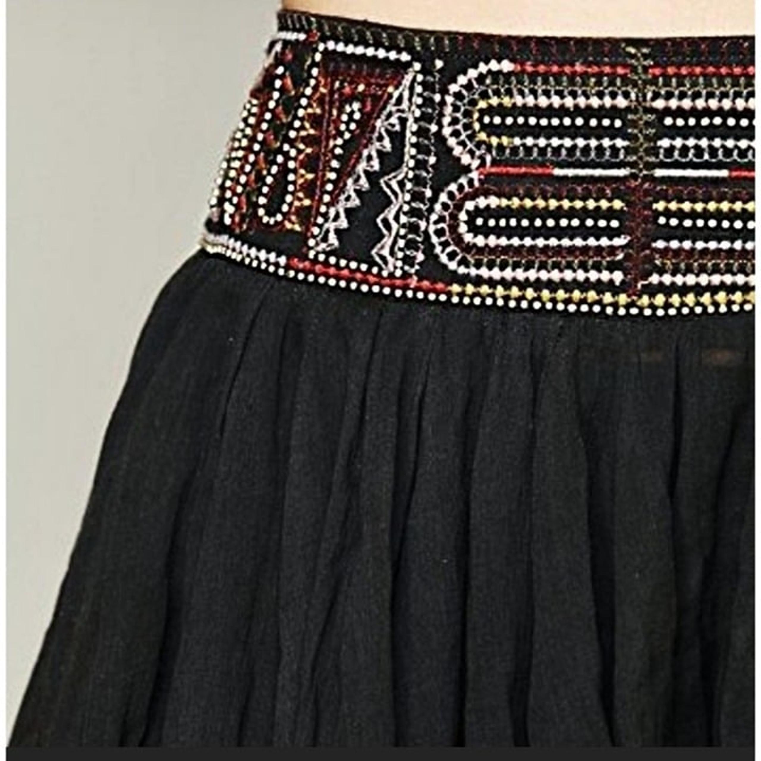 Free People Boho Charcoal Grey Mini Skirt With Embellished Waistband Womens XS